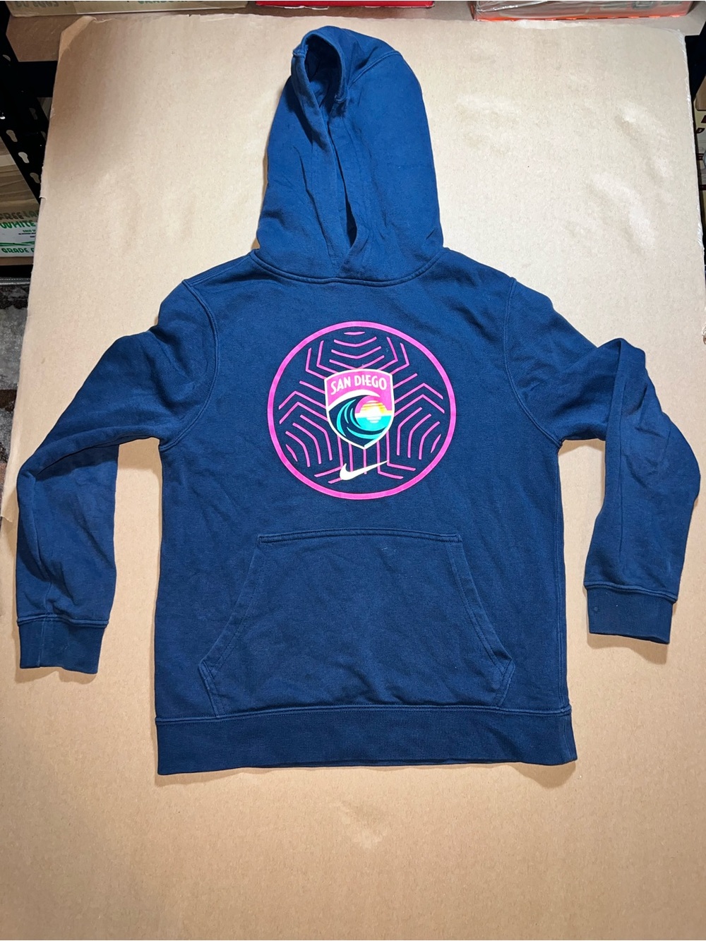Nike Navy Kids Hoodie with Pink & Teal San Diego Graphic
